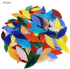 Lanyani Bright Glass Petal Mosaic Tiles, Hand-Cut Stained Glass Flower Leaves - Image 2