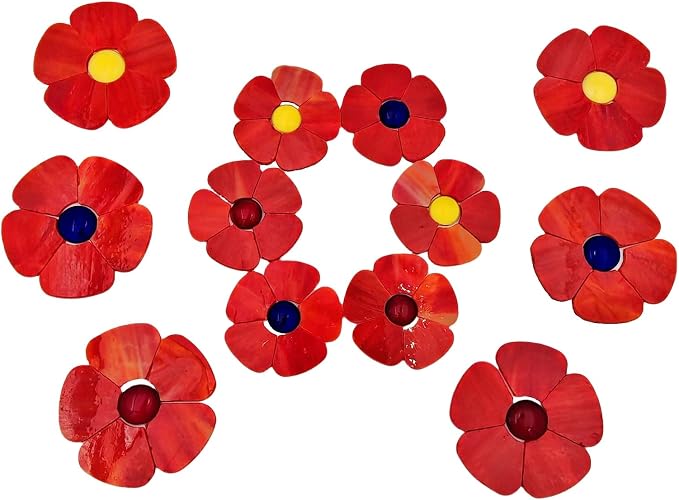 Esweny 12 Flower Stained Glass Mosaic Tiles - Image 6