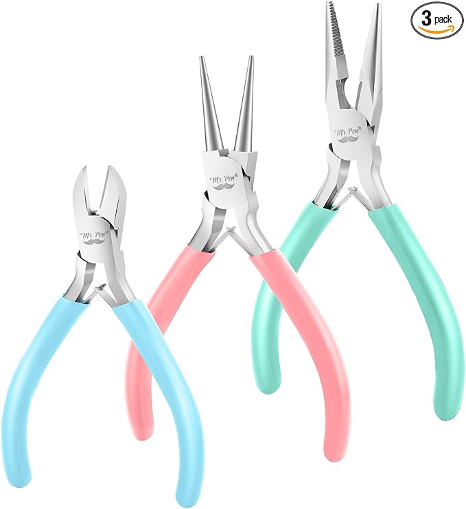 Mr. Pen- Pliers for Jewelry Making, 3 Pack, Chain Nose | Round Nose Pliers Set by MrPen