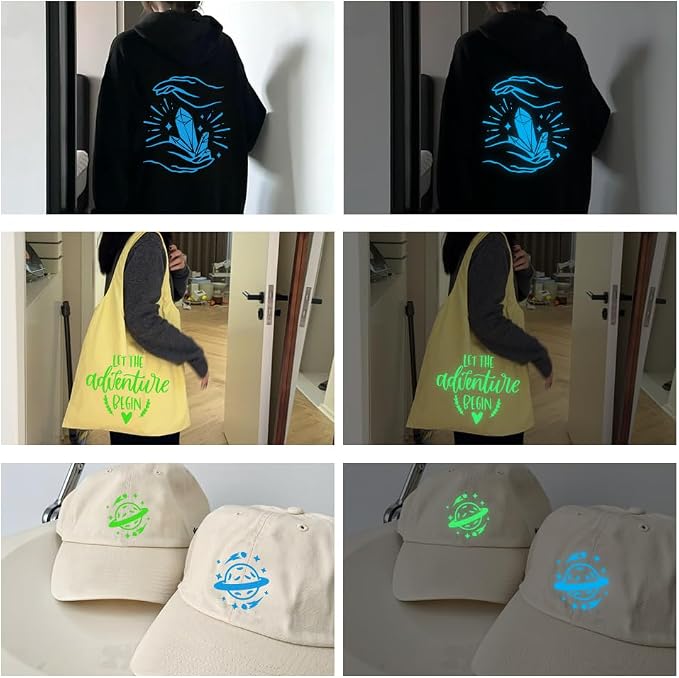HTVVETUR Glow in The Dark HTV Heat Transfer Vinyl Roll 12 Inch by 10 Feet Iron - Image 6
