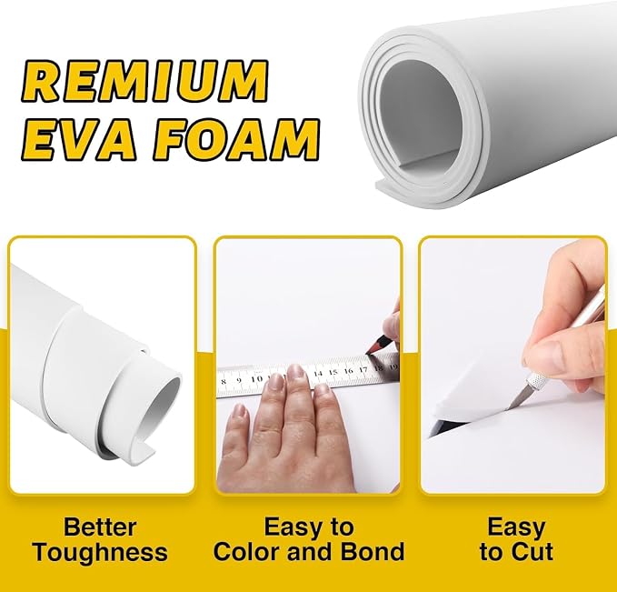 MEARCOOH EVA Foam Cosplay White 15mm Thick Large 35.5" x 59" Sheet Premium High - Image 4