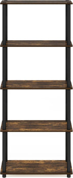 Furinno Turn-N-Tube Storage Shelves, 5-Tier Book Shelf, Corner Shelf, Toolless - Image 6