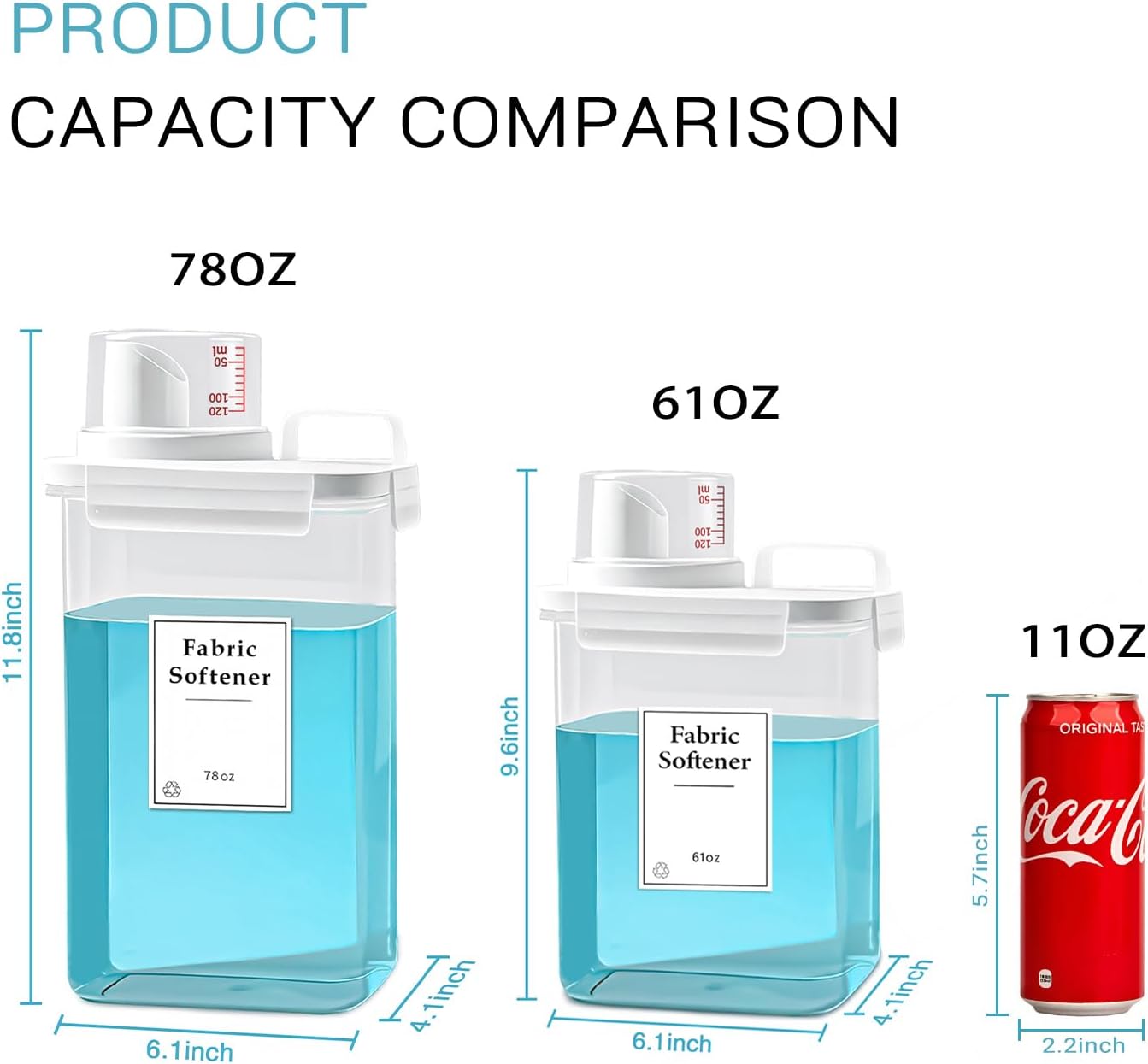 3 Pack Laundry Detergent Dispenser, 61oz Laundry Soap Dispenser, Refluxable Laundry Detergent Container, Plastic Liquid Laundry Detergent Dispenser for Laundry Room Organization with 6 Labels