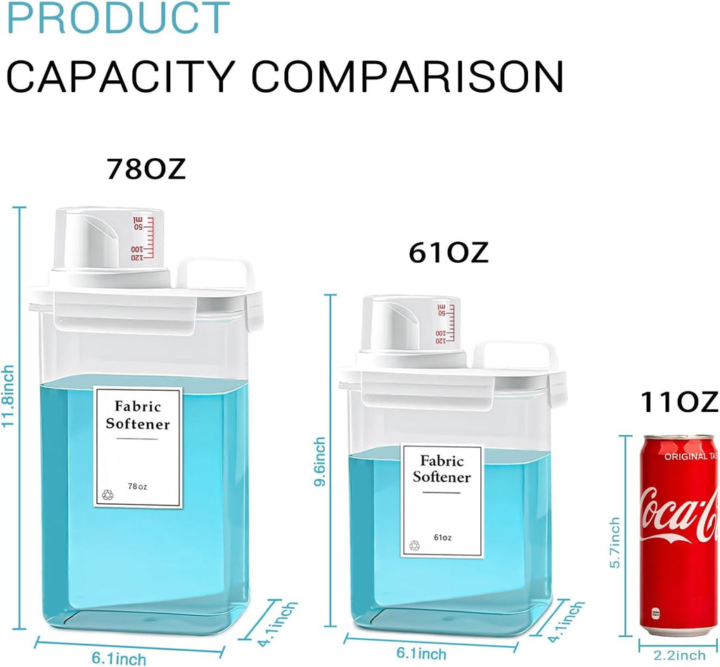 3 Pack Laundry Detergent Dispenser, 78oz Laundry Soap Dispenser, Refluxable Laundry Detergent Container, Plastic Liquid Laundry Detergent Dispenser for Laundry Room Organization with 6 Labels