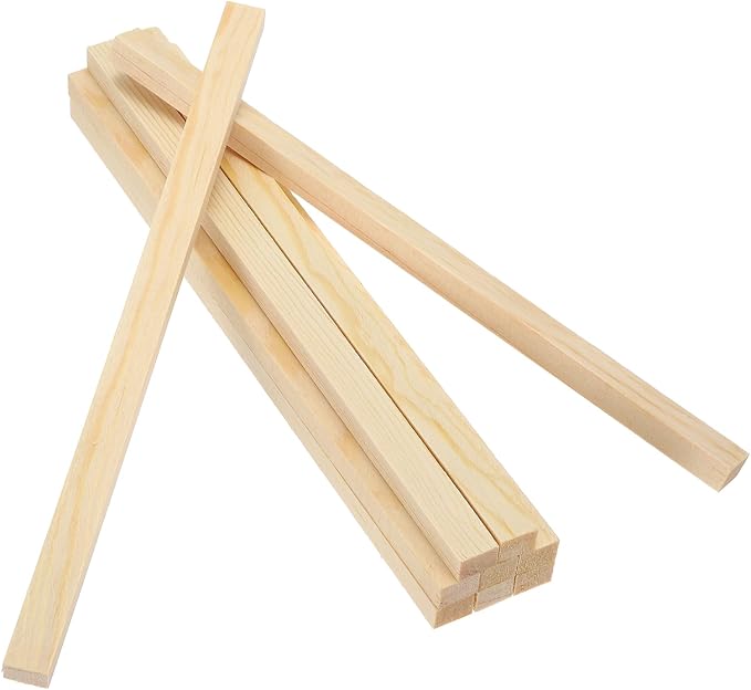 MECCANIXITY 10Pcs Wood Strips Slats, 9/32" x 3/8" x 8" Thin Wood Sticks Flat by MECCANIXITY