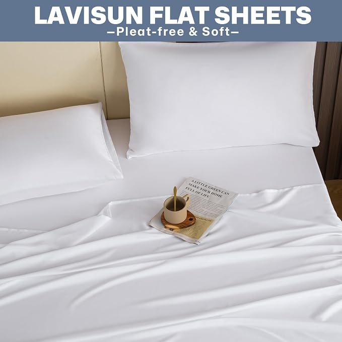 Lavisun Twin Flat Sheets Only, 6 Pack Soft Brushed Microfiber Bedding Sheets - Image 7