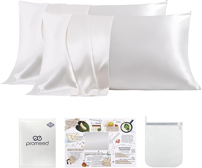 PROMEED White Silk Pillowcase 2 Pack by PromeedTextile