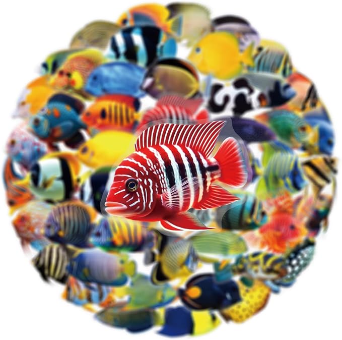 50PCS Clear Tropical Marine Life Ocean Stickers PET Fish Aesthetic Sticker - Image 2