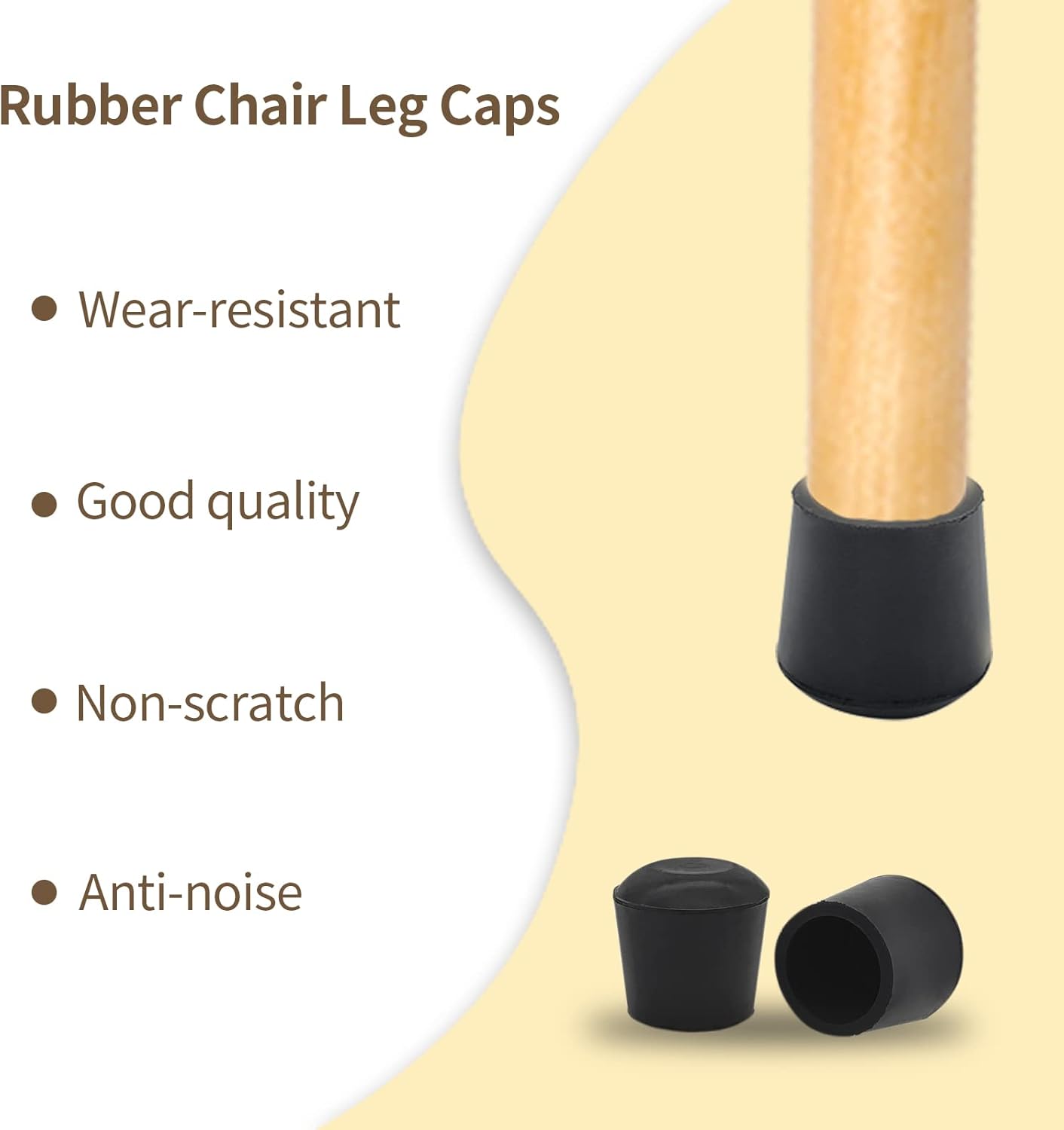 Flyshop Furniture Table Covers Non-Slip Durable Rubber Leg Tips Chair Leg Caps Floor Protector Round Black 4PCS Size 25mm, 1"