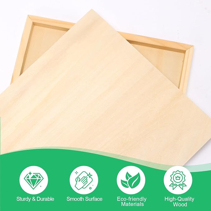 ESRICH 4x4 Inch Wood Panels, 9 Pack Square Craft Wood Canvas Boards, Blank - Image 3