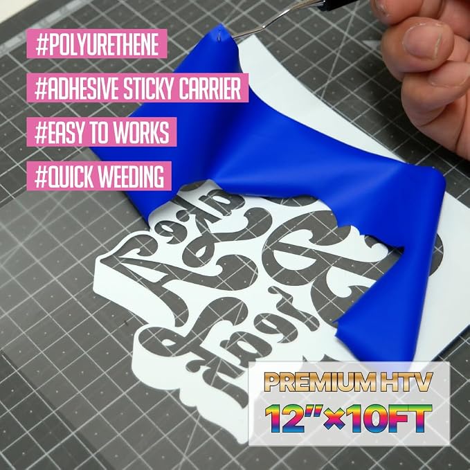 PU Heat Transfer Vinyl 12"×10ft Roll Royal Blue– HTV - Image 2