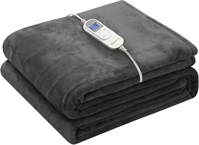 Wapaneus Foot Pocket Heated Blanket Electric Throw by Wapaneus