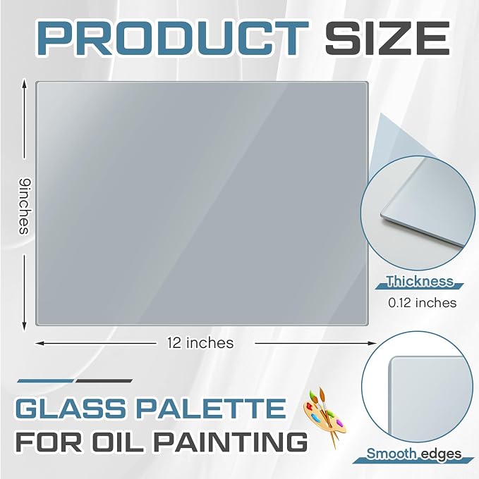 Nuanchu 1 Pcs 9 x 12 Inches Neutral Grey Tempered Glass Palette - Image 4