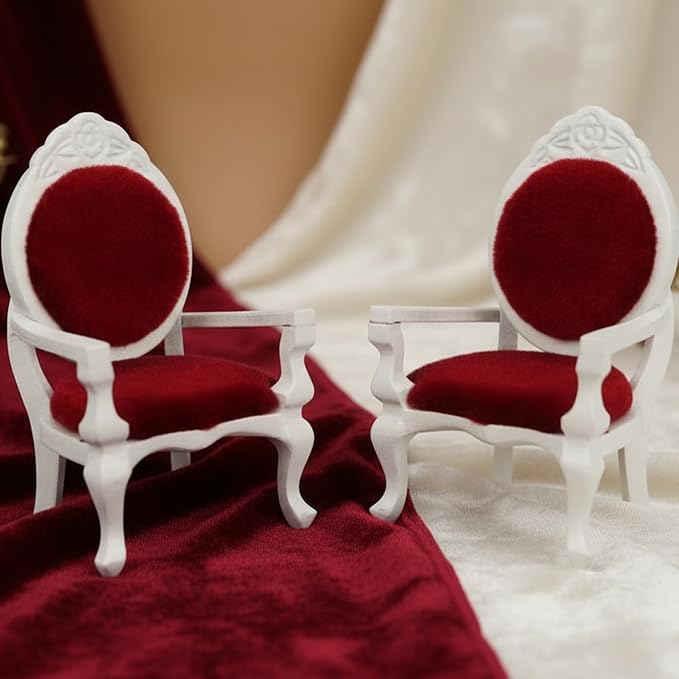 Dollhouse Chair 2PCS Miniature Furniture Retro Vintage Chair Wooden Accessories - Image 4