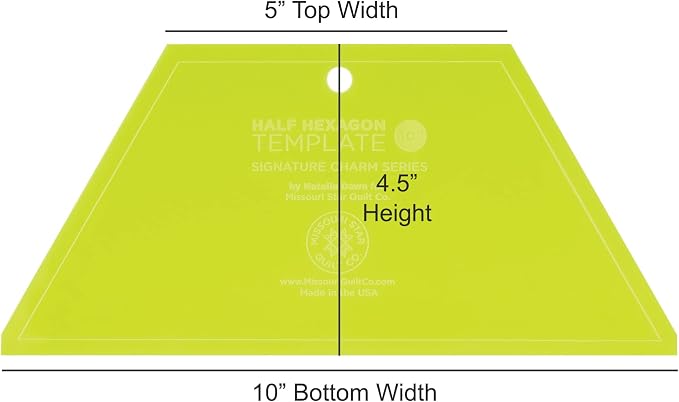 Acrylic Quilting Template, Half Hexagon | - Image 5