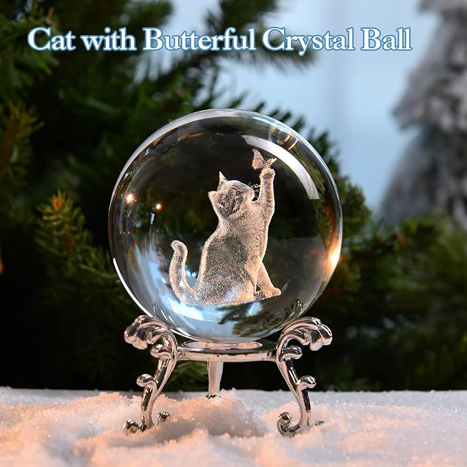 Cat Gifts for Women 3D Crystal Ball 60mm Cat Lover Themed Gift - Image 3