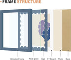8x8 Picture Frame with Wavy Mat, Wooden Real Glass 8 x 8 Photo Frame - Image 5