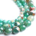 45pcs Round Loose Orange&Green Fire Agate Beads by Yochus