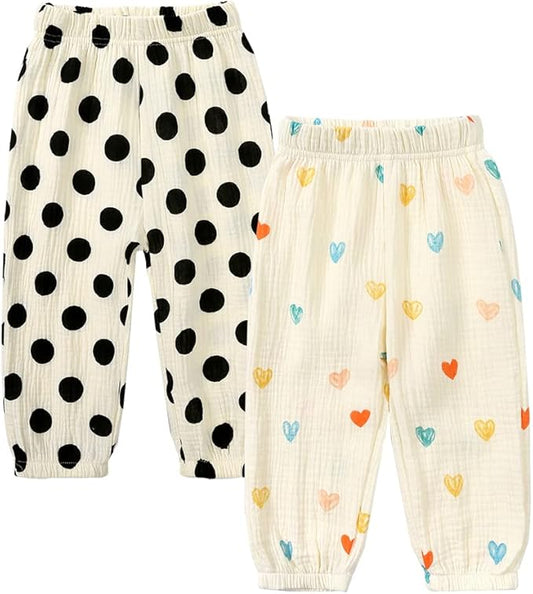 MYGBCPJS Baby Boys Girls Cotton Linen Trousers Kids Casual Ankle Pants Loose Long Bloomers