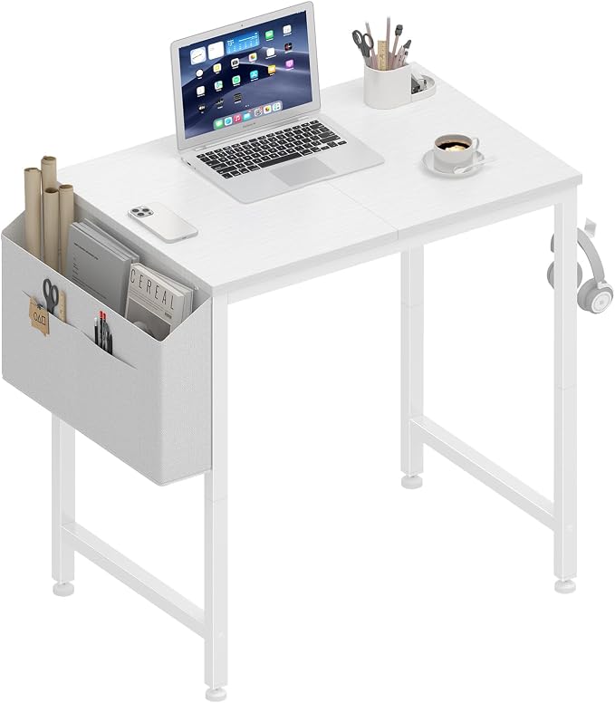 Lufeiya Small White Desk for Small Spaces, 24 Inch Kids Girls Study Writing by LUFEIYA
