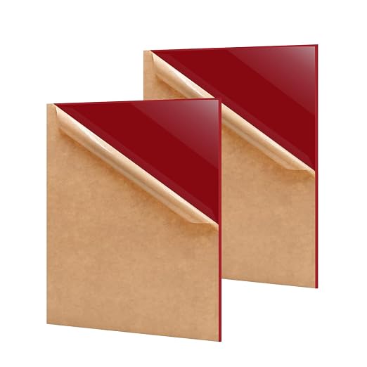 2 Pack 12'' x 16'' Opaque Red Acrylic Sheet, 3mm Thick Acrylic Plastic Sheets by Unknown