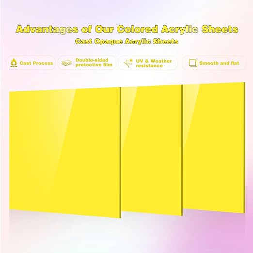 Adrattnay Yellow Acrylic Sheets 1/8 Thick, Opaque Acrylic Sheets Acrylic Panel - Image 3