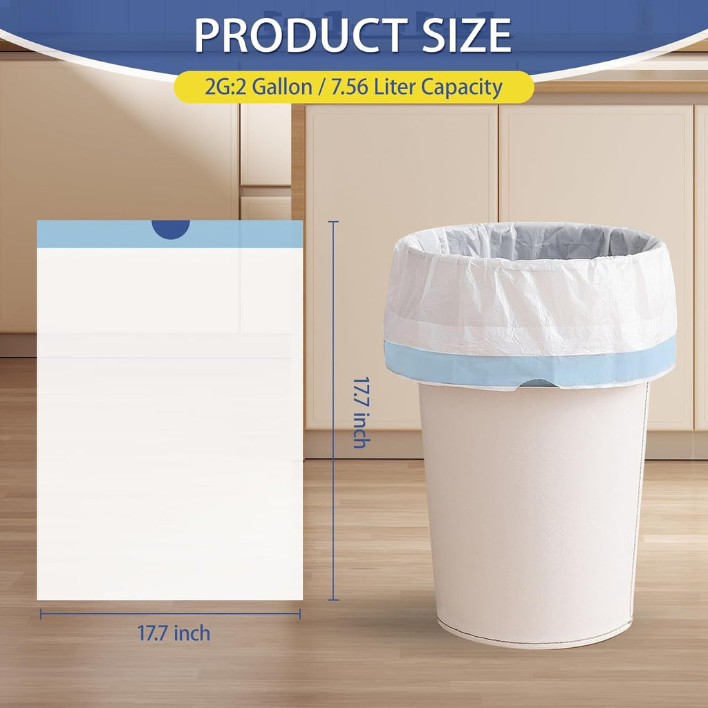 240 Count 2 Gallon Trash Bags Drawstring - Thick Small Garbage Bags Unscented,0.96 Mil White Mini Trash Can Liners,Strong Waste Basket Bags 7.5 Liter for Home Bathroom Office Car