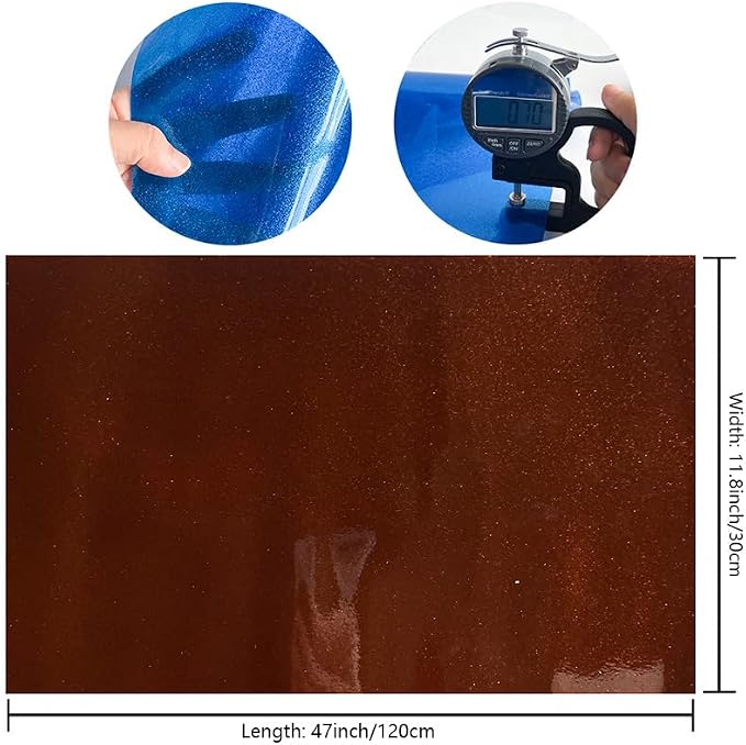 ONEART | Brown Transparent Glitter Vinyl Roll, 0.7 mm Solid Clear PVC Jelly - Image 4