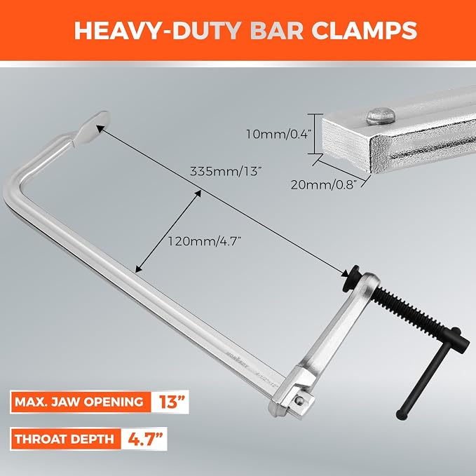 HORUSDY 4PCS Heavy-Duty Bar Clamps, 12-Inch F Bar Clamps - Image 2