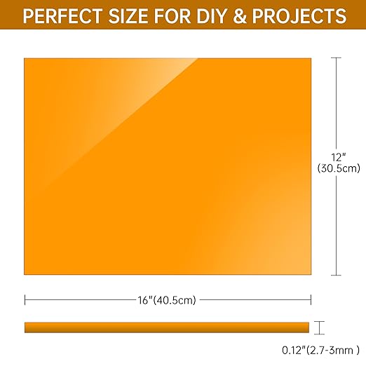 Orange Acrylic Sheet 12" x 16" x 1/8", ALCCIFI Cast Plexiglass Sheet - Image 3