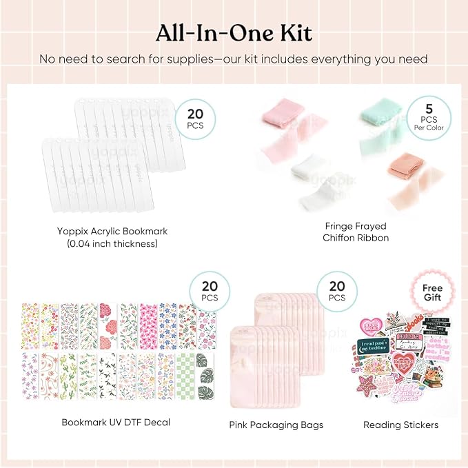 YOPPIX 6x2” Acrylic Bookmark Blanks- 20 Set Bookmark Making Kit - Image 3