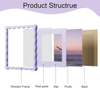 10x10 Picture Frame with Mat for 8x8, Wavy Edge Wooden Real Glass Photo Frame - Image 5