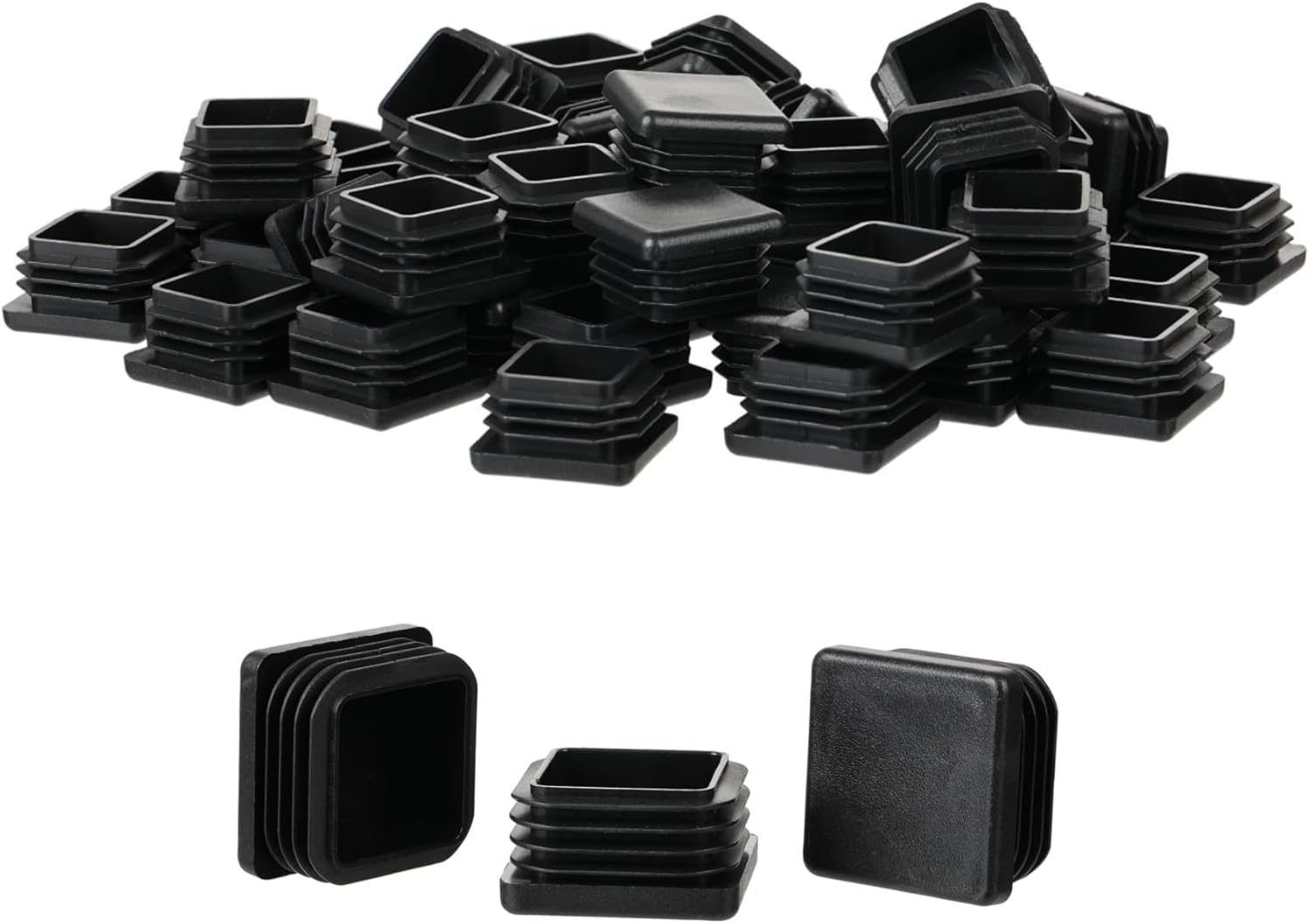 Furnigear Plastic Plugs Tubing End Cap Chair End Caps Outside Bottom Tubing Caps Square Furniture Sliders Glides Black (40, Fit 0.35-0.44" Square Tube Inner Size)