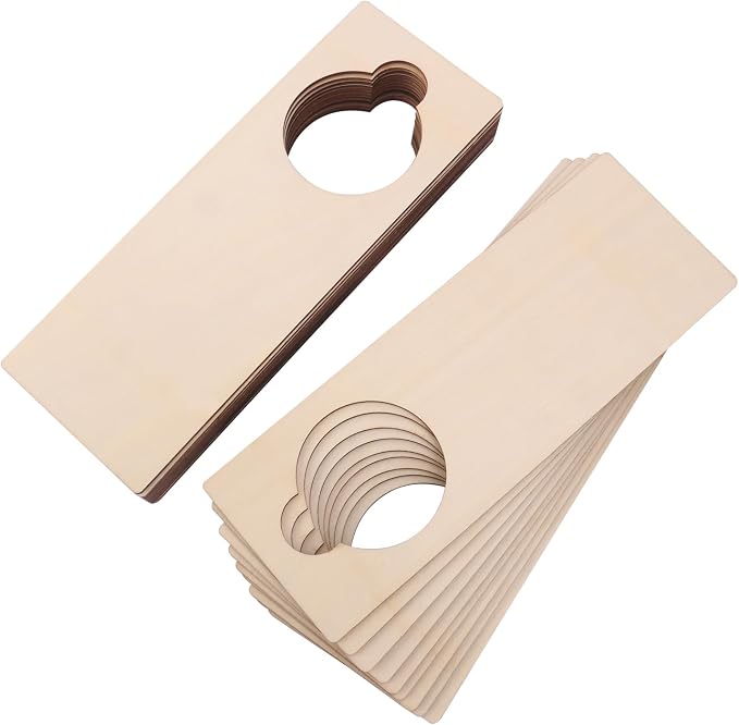 55 Pieces Unfinished Wood Door Knob Hangers, 8.66 x 3.15 Inch Door Knob Signs - Image 3