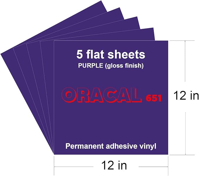 5 Purple Oracal 651 Vinyl Sheets, 12”x12” Purple Permanent Adhesive Backed - Image 2