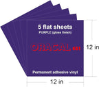 5 Purple Oracal 651 Vinyl Sheets, 12”x12” Purple Permanent Adhesive Backed - Image 2