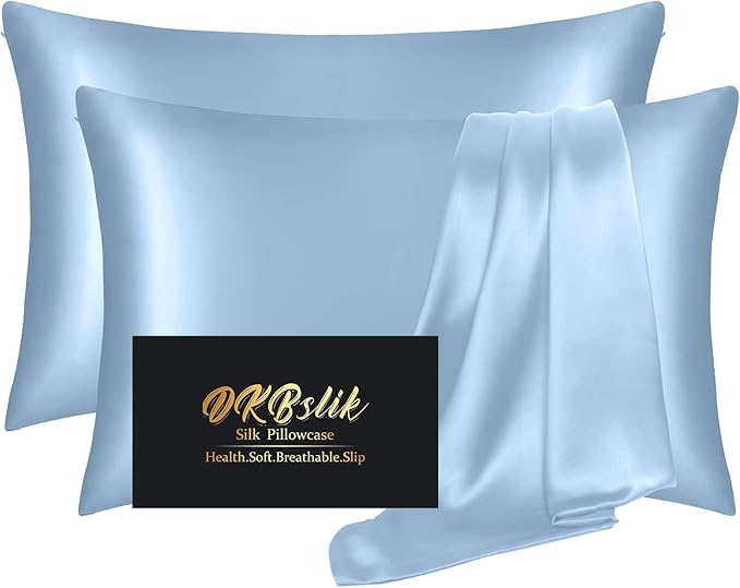 Silk Pillowcase 2 Pack, Mulberry Silk Pillow Cases Queen Size Set of 2 by HOME