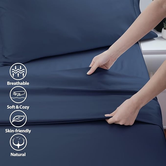 2-Pack Cotton King Flat Sheet Only, 600 Thread Count 100% Egyptian Cotton Top - Image 3
