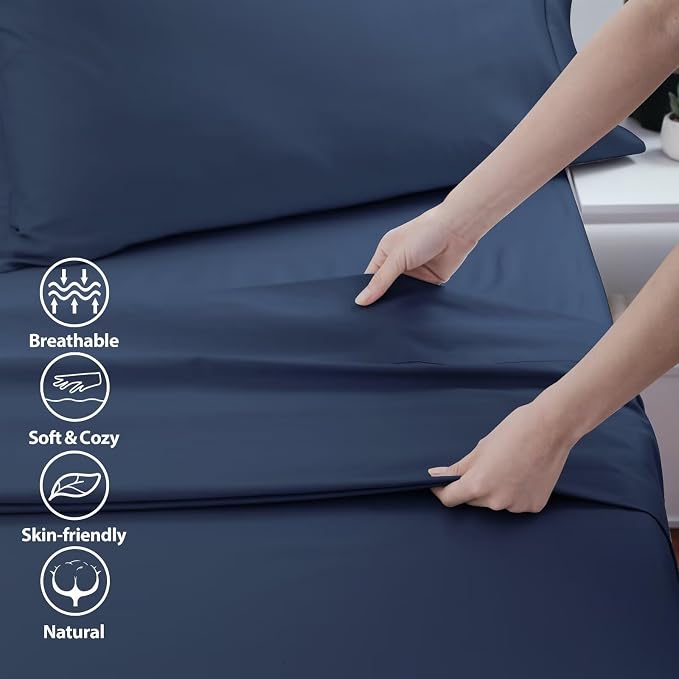 2-Pack Cotton Cal King Flat Sheet Only, 600 Thread Count 100% Egyptian Cotton - Image 3