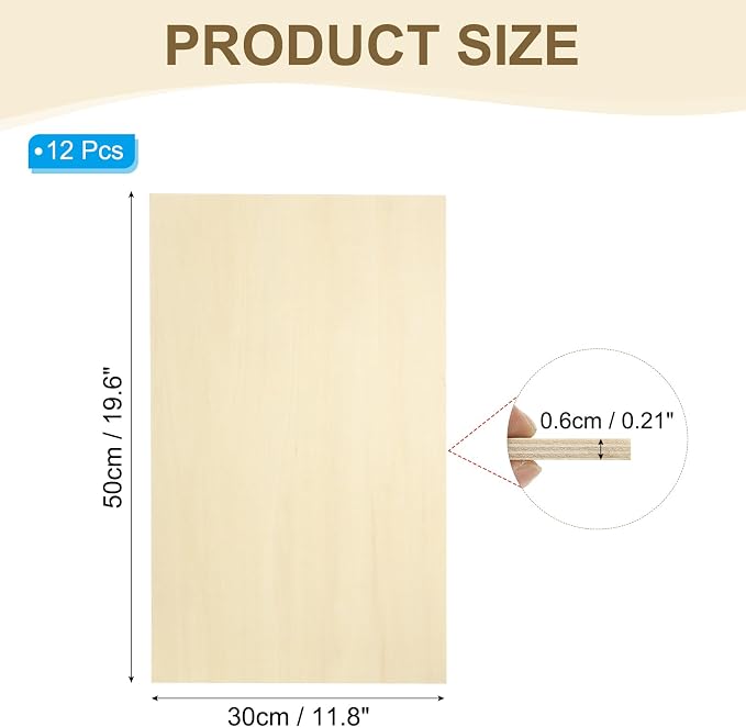 PATIKIL 12x20x1/4 Basswood Sheets - Image 2