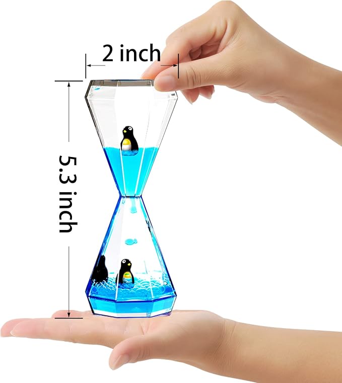 FKYTION Liquid Motion Bubbler & Diamond Shaped Penguin Liquid Timer and Moving - Image 5