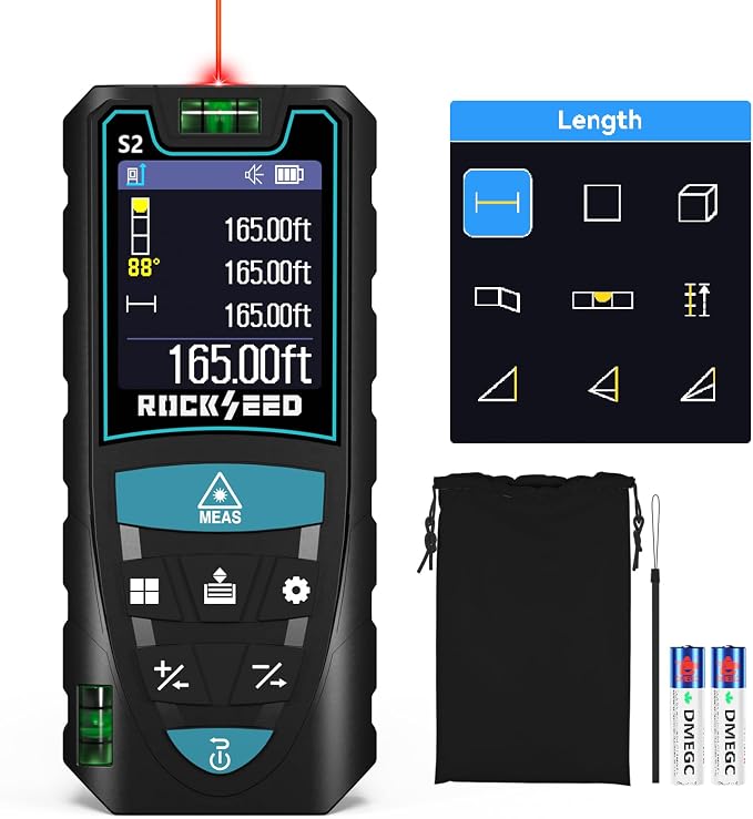 Laser Measuring Tool 165ft, RockSeed S2C Red Beam Laser Measure by RockSeed