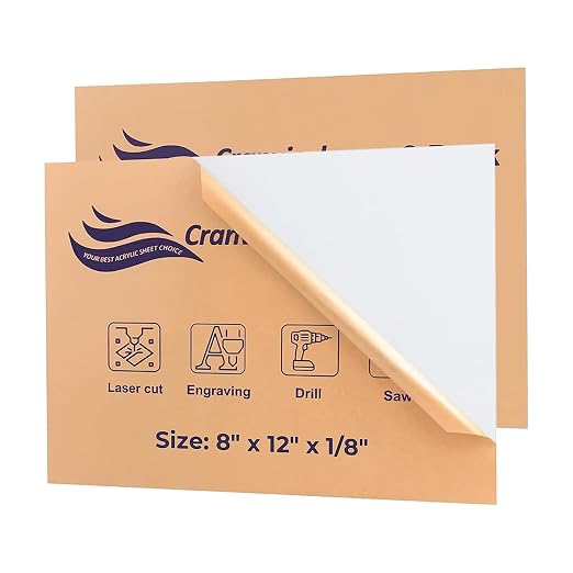 White Acrylic Sheet 8 x 12 x1/8 Inch Thick, Frosted Plexiglass Sheet | Acrylic by Cranviech