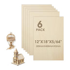 6 Pack Basswood Sheets 12"×18"×5/64" Unfinished Plywood Sheet | Smooth Thin by Unknown