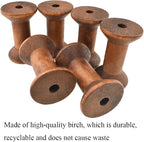 HAHIYO 2Inch/5cm 6PCs Light Brown Color Wood Spool - Image 3