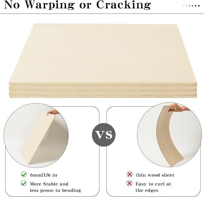 6 Pack 16 x 16 x 1/4 Inch-6mm Thick Basswood Sheets - Image 4