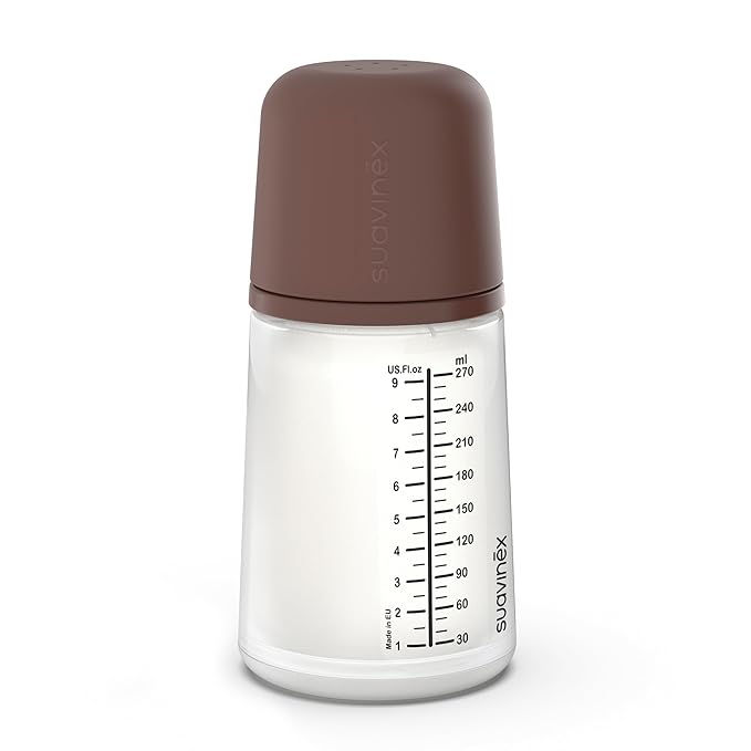 Suavinex Zero Zero Anti Colic Baby Bottle, No 1 Spanish Baby Bottle Brand, Minimizes Bottle Rejection & Nipple Confusion, Perfect for Breastfeeding Babies, 9oz/270mL, Deep Tone, Medium Flow Nipple