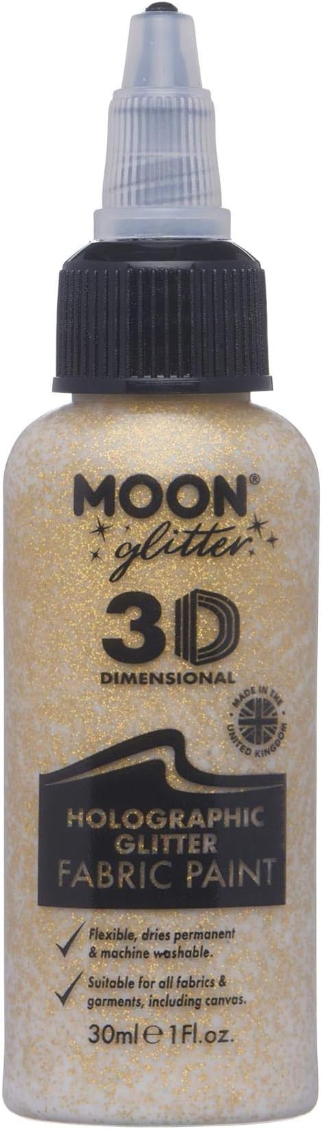 Moon Glitter - Holographic Glitter 3D Fabric Paint - 1.01fl oz - Gold - Textile by Moon+Glitter
