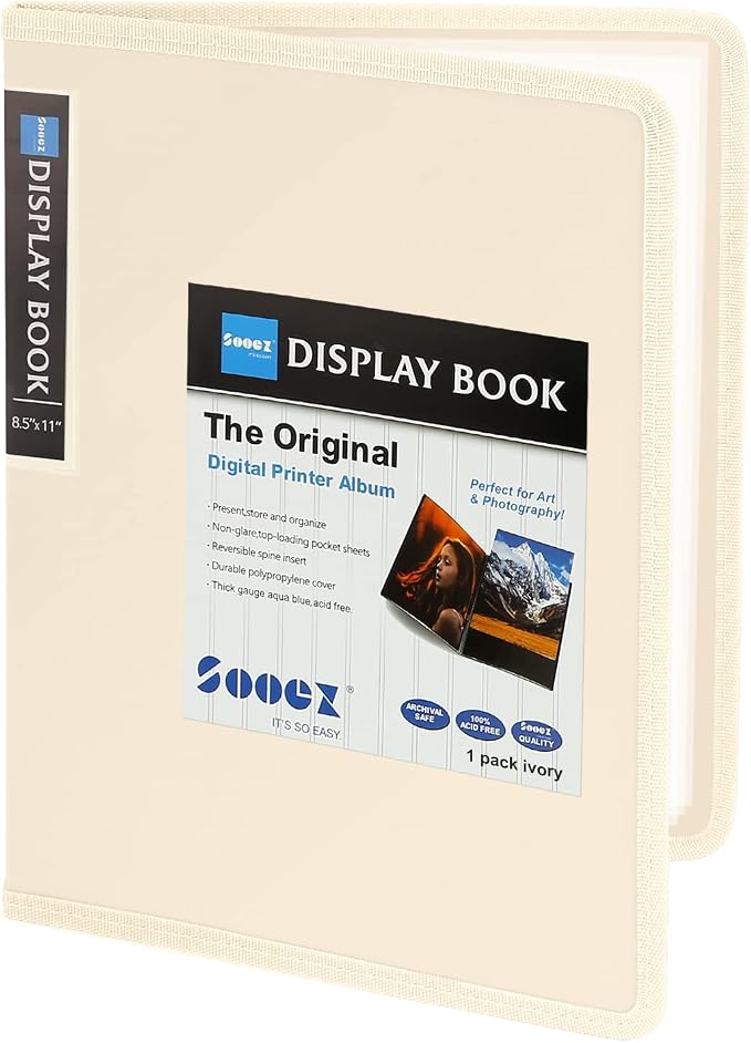 Sooez 30-Pocket Binder with Plastic Sleeves 8.5x11, Heavy Duty Art Portfolio by Sooez
