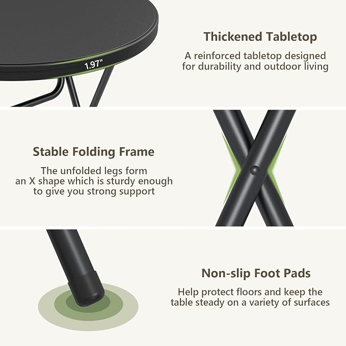 Folding Table, 32 Inch Foldable Cocktail Bar, High Top Round Folding Tables No - Image 8